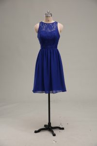 Dynamic Knee Length Royal Blue Prom Dress Scoop Sleeveless Zipper