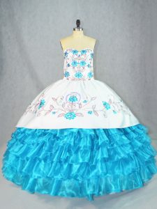 Dazzling Sweetheart Sleeveless Organza Quinceanera Dresses Embroidery and Ruffled Layers Lace Up
