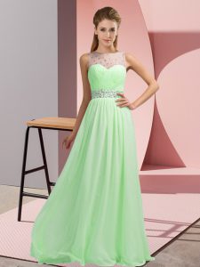 Sophisticated Chiffon Backless Dress for Prom Sleeveless Floor Length Beading