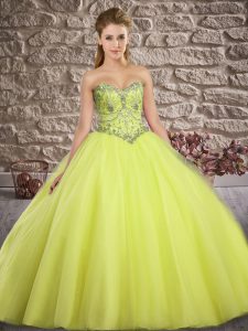 Amazing Sleeveless Lace Up Floor Length Beading Quince Ball Gowns