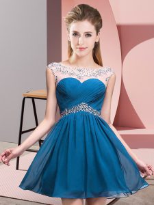 Scoop Sleeveless Chiffon Prom Gown Beading Backless