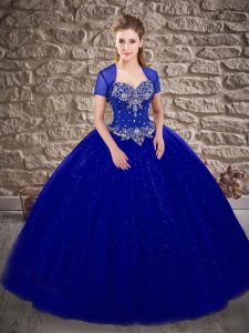Edgy Tulle Sleeveless Quinceanera Dresses Brush Train and Beading
