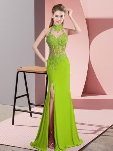 Classical Floor Length Column/Sheath Sleeveless Green Dress for Prom Backless