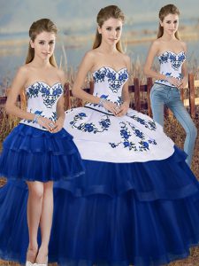 Flare Royal Blue Quinceanera Gowns Military Ball and Sweet 16 and Quinceanera with Embroidery and Bowknot Sweetheart Sle