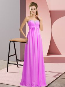 Flirting Lilac Sweetheart Neckline Beading Prom Dress Sleeveless Lace Up