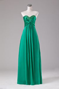 Custom Made Sleeveless Floor Length Beading Zipper Homecoming Dress with Green