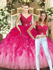 Delicate Multi-color Sleeveless Ruching Floor Length Quince Ball Gowns