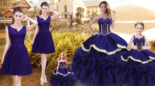 Sweetheart Sleeveless Lace Up 15th Birthday Dress Purple Organza