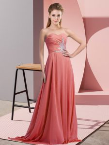 Customized Sweetheart Sleeveless Chiffon Celeb Inspired Gowns Beading Lace Up
