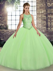 Fabulous Lace Up Scoop Embroidery 15th Birthday Dress Tulle Sleeveless