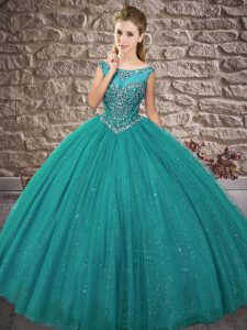 Fashion Peacock Green 15 Quinceanera Dress Military Ball and Sweet 16 and Quinceanera with Beading Off The Shoulder Slee