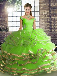 Ball Gowns Sweet 16 Dresses Off The Shoulder Tulle Sleeveless Floor Length Lace Up