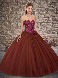 Inexpensive Sleeveless Lace Up Floor Length Beading Quinceanera Dresses