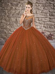 Colorful Floor Length Ball Gowns Sleeveless Rust Red Ball Gown Prom Dress Zipper