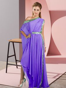 Lavender One Shoulder Neckline Sequins Homecoming Dress Online Sleeveless Side Zipper