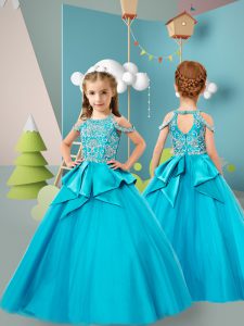 Adorable Sleeveless Zipper Floor Length Beading Little Girls Pageant Dress