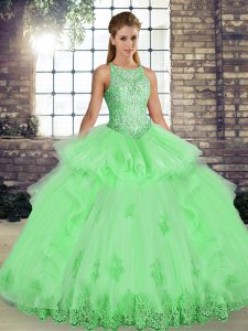 On Sale Floor Length Quinceanera Gowns Scoop Sleeveless Lace Up