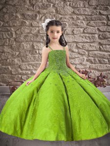 Spaghetti Straps Neckline Beading and Embroidery Pageant Gowns For Girls Sleeveless Lace Up