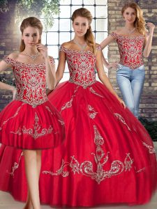 Pretty Sleeveless Beading and Embroidery Lace Up 15th Birthday Dress