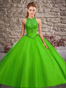 High Quality Sleeveless Beading Lace Up Quinceanera Gown