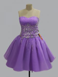 Eye-catching Organza Sweetheart Sleeveless Lace Up Beading Celebrity Inspired Dress in Lavender