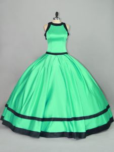 Ball Gowns Ball Gown Prom Dress Apple Green Scoop Satin Sleeveless Floor Length Zipper