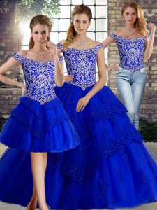 Exquisite Sleeveless Brush Train Beading and Lace Lace Up 15th Birthday Dress
