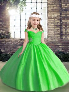 Tulle Straps Sleeveless Lace Up Beading Little Girls Pageant Dress Wholesale in