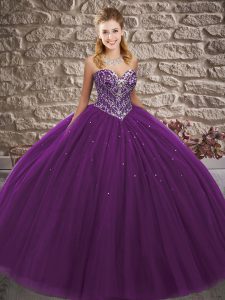 Affordable Tulle Sleeveless Floor Length Sweet 16 Quinceanera Dress and Beading