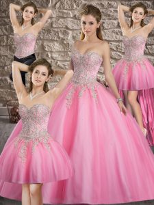 Best Selling Tulle Sleeveless Floor Length Quince Ball Gowns and Appliques