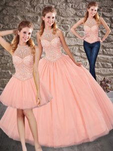 Spectacular Sleeveless Lace Up Floor Length Beading Quinceanera Gowns
