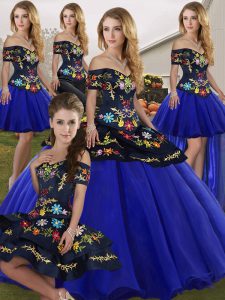 Eye-catching Tulle Sleeveless Floor Length Sweet 16 Dresses and Embroidery