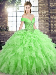 Super 15th Birthday Dress Military Ball and Sweet 16 and Quinceanera with Beading and Ruffles Off The Shoulder Sleeveles