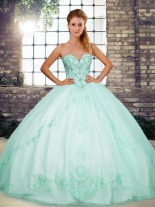 Sumptuous Apple Green Quinceanera Gowns Military Ball and Sweet 16 and Quinceanera with Beading and Embroidery Sweethear