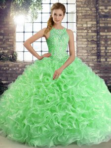 Scoop Sleeveless Fabric With Rolling Flowers Vestidos de Quinceanera Beading Lace Up