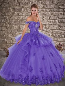 Beautiful Lavender Sleeveless Beading and Lace Floor Length 15 Quinceanera Dress