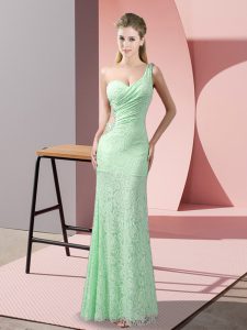 Chic One Shoulder Sleeveless Lace Dress for Prom Beading and Lace Criss Cross