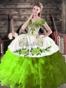 High Class Green Sleeveless Organza Lace Up Sweet 16 Dress for Sweet 16 and Quinceanera