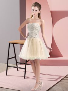 Free and Easy Champagne Sweetheart Zipper Beading Prom Evening Gown Sleeveless