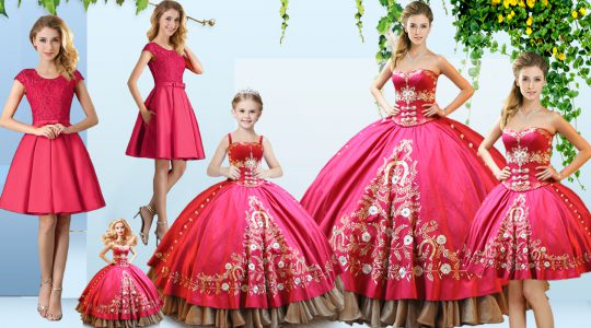 Luxurious Hot Pink Lace Up Quinceanera Dress Embroidery Sleeveless Floor Length
