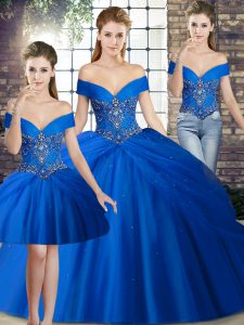 Gorgeous Three Pieces Sleeveless Royal Blue Quinceanera Gown Brush Train Lace Up