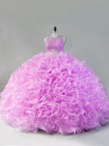 Floor Length Lilac Sweet 16 Dresses Scoop Sleeveless Zipper