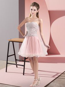 Mini Length A-line Sleeveless Pink Prom Homecoming Dress Zipper