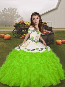 Exquisite Ball Gowns Pageant Dress for Girls Straps Organza Sleeveless Floor Length Lace Up