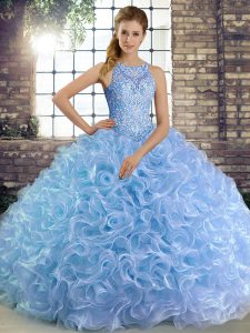 Hot Sale Sleeveless Floor Length Beading Lace Up 15 Quinceanera Dress with Lavender