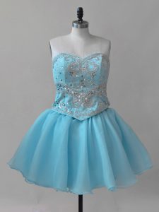 Baby Blue Prom and Party with Beading Sweetheart Sleeveless Lace Up
