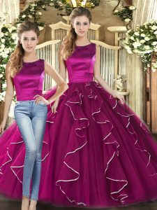 Smart Sleeveless Ruffles Lace Up 15 Quinceanera Dress