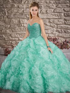 Fine Ball Gowns Sleeveless Apple Green Sweet 16 Dresses Brush Train Lace Up