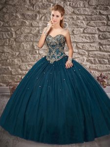Best Selling Blue Quinceanera Dresses Sweetheart Sleeveless Brush Train Lace Up