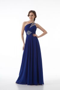 Floor Length Empire Sleeveless Royal Blue Evening Dress Zipper